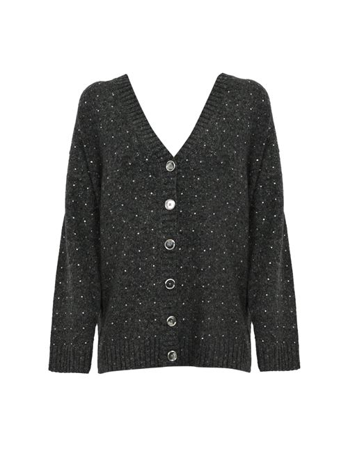 Maglione cardigan in lana grigio PINKO | 103966 A232IZ9